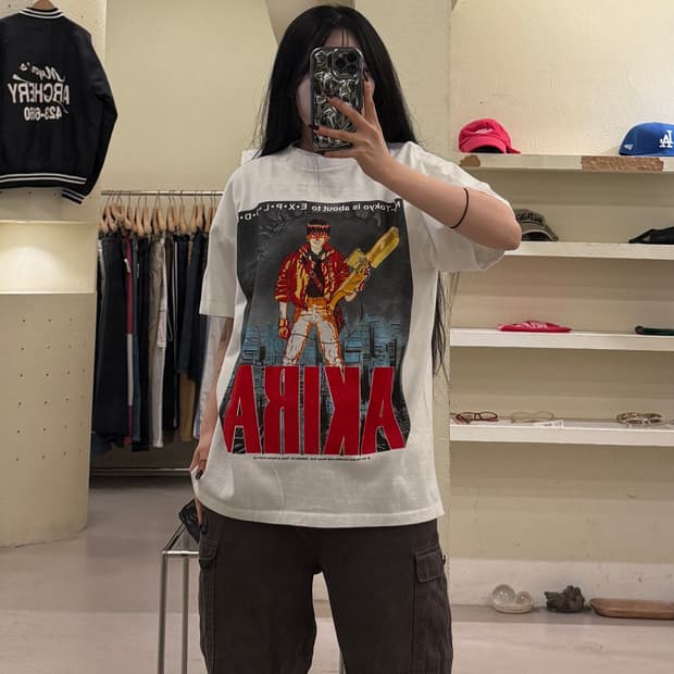 빈티지 아키라 포스터 프린팅 반팔 티셔츠 U1580