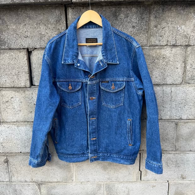 80~90s 에디바우어 빈티지 데님 트러커 자켓 L