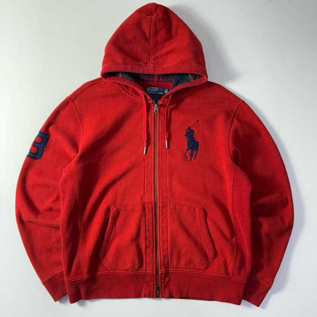 Polo  폴로 랄프로렌 자수 빅포니 투웨이 레드 후드집업