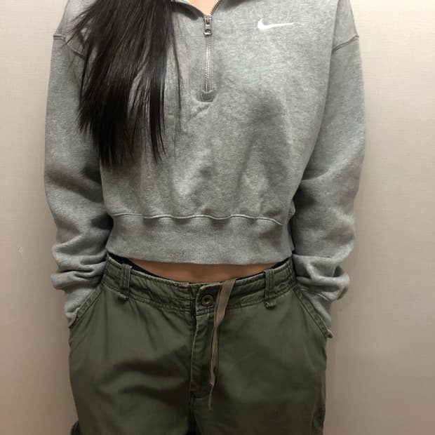 빈티지 나이키 그레이 크롭 집업