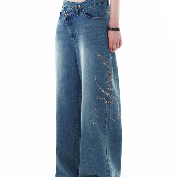 yeel side cubic denim pants