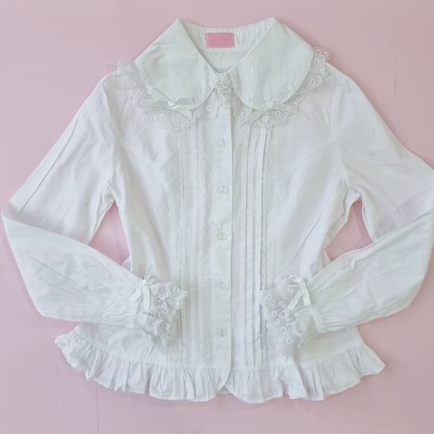 엔젤릭 프리티(Angelic Pretty) 화이트 레이스 리본 블라우스