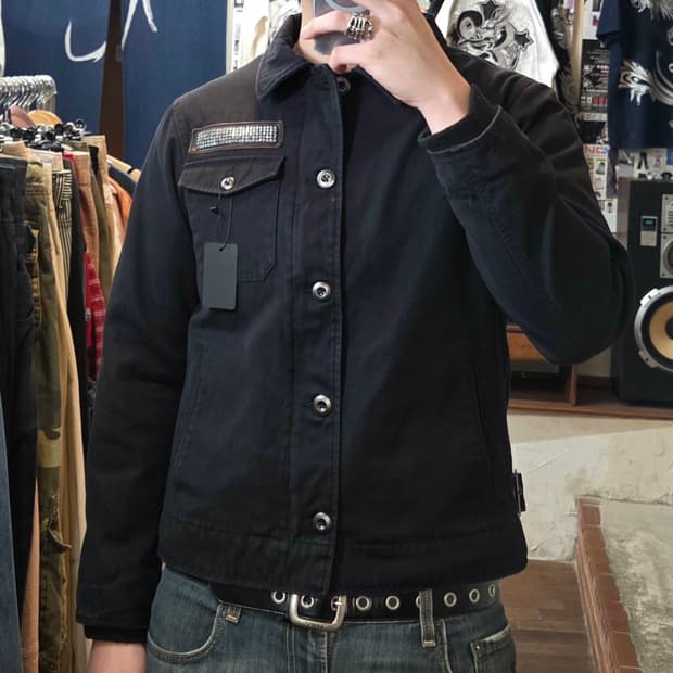 JPN 블랙 펑크 레터링 투웨이 자켓