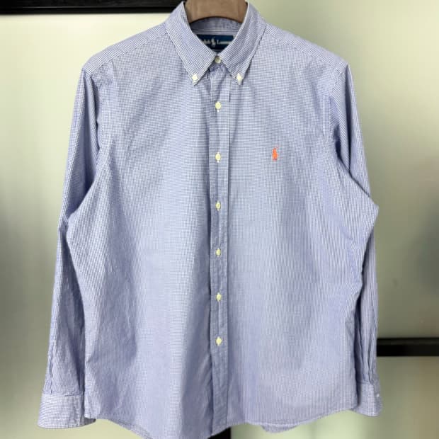 [2XL]POLO폴로 오렌지포니 네이비 잔체크 셔츠 