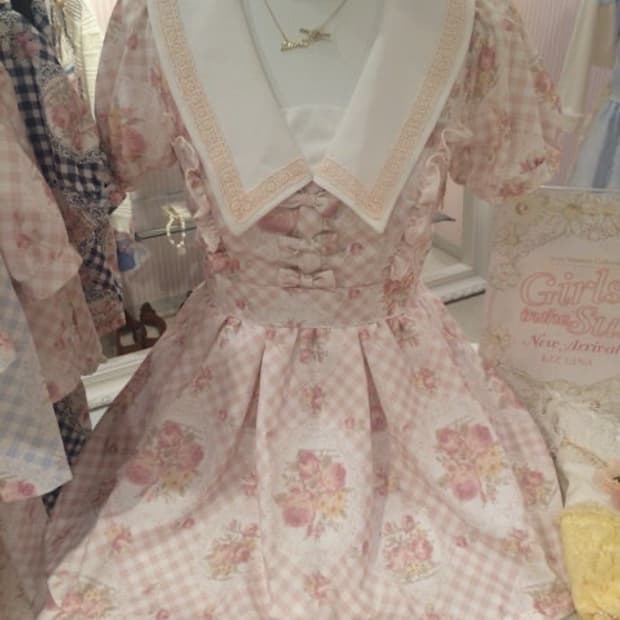 리즈리사 3연리본 딸기우유 플러로럴 원피스 모리걸 히메갸루 라떼갸루