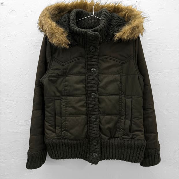 rapua 니트 믹스 후드 점퍼