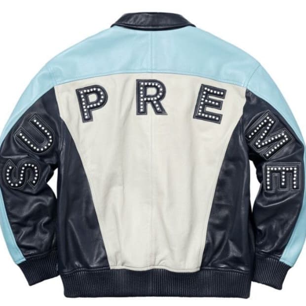 슈프림 스터드 아크로고 레더자켓 블루 L