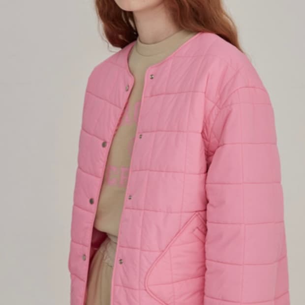 [비뮤즈맨션] Square quilted jumper - pink