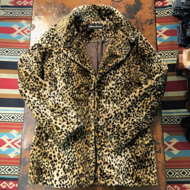 VTG 빈티지 레오파드 패턴 하프 코트 자켓 여성 프리사이즈 