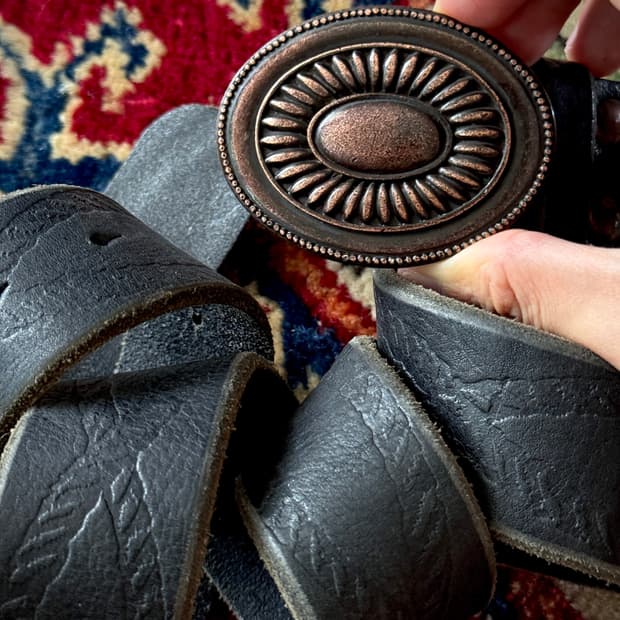 Western Sunburst Brass rope leather belt