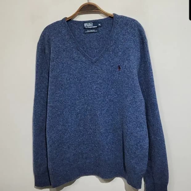 (L) 랄프로렌 폴로 니트 브이넥 램스울 스웨터 