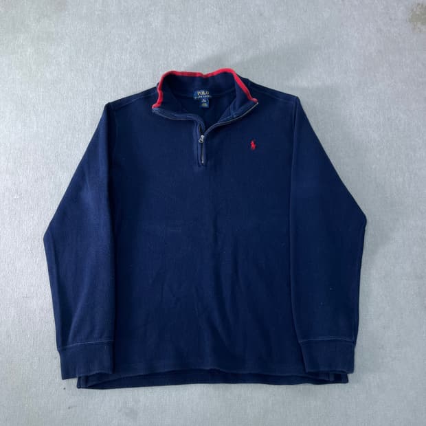 95 폴로랄프로렌 코튼반집업 네이비 니트 