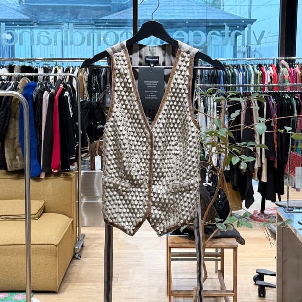 조르지오 아르마니 브라운 스터드 베스트 자켓