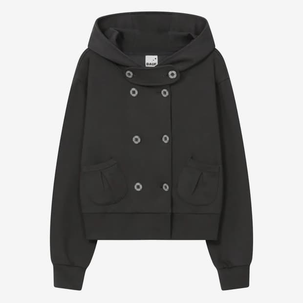 바우프 더블 버튼 후드 차콜