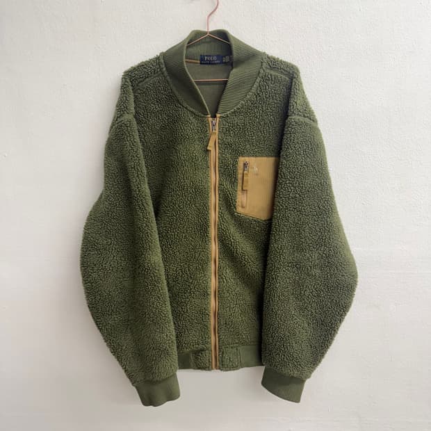 폴로 랄프로렌 신형 qr 올리브 쉐르파 플리스 자켓 XXL