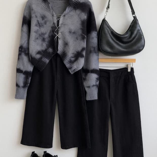 새상품 타이다이 크롭 니트