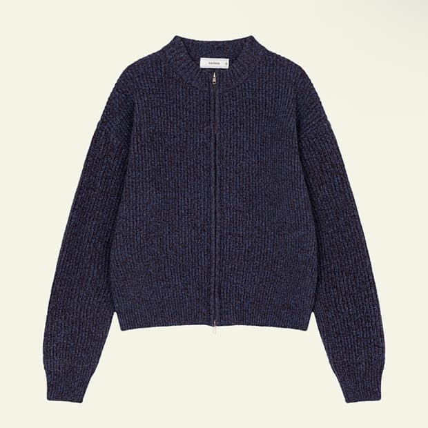 웨이비니스 타임리스 풀집업 니트 네이비 (1)