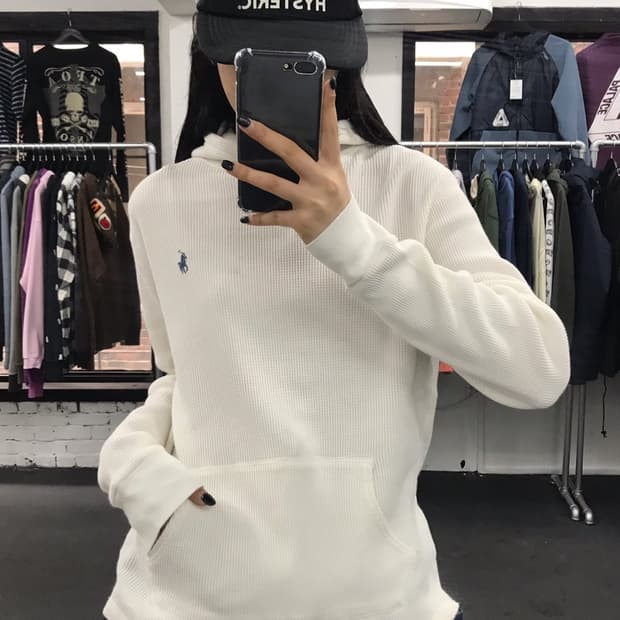 폴로 랄프로렌 화이트 와플 후드