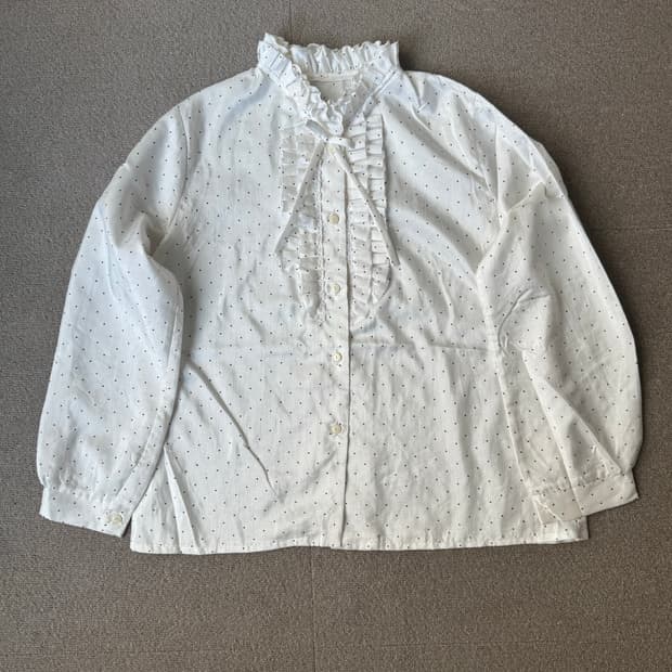 빈티지 도트 프릴 블라우스