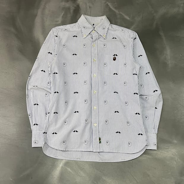  베이프 스트라이프 멀티로고 셔츠 y15841