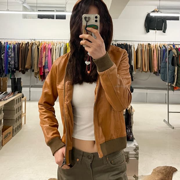 BEAMS BOY hooded leather jacket 양가죽 후드자켓