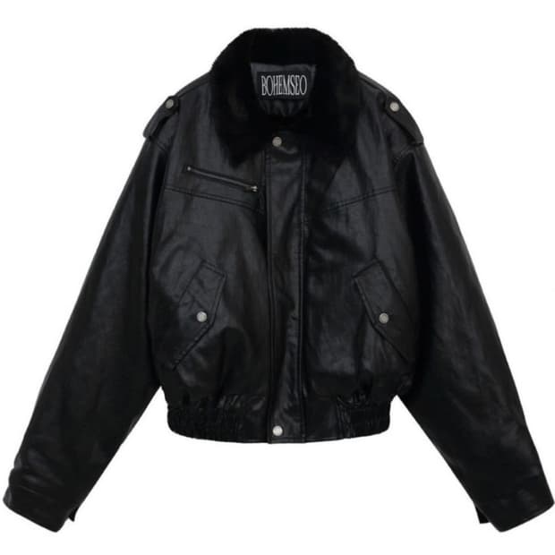 보헤미안서울 레더 퍼 블루종