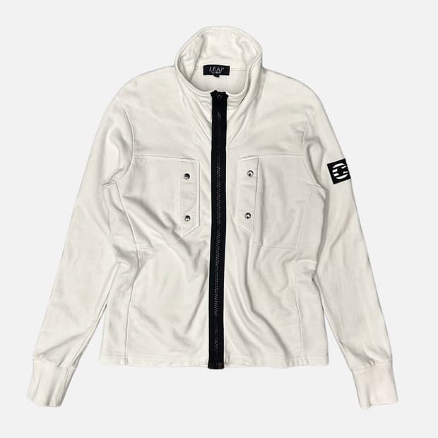 white military sweat zip-up