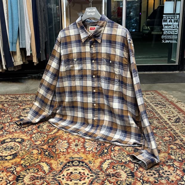 빈티지 랭글러 체크 플란넬 셔츠 XXL (602)