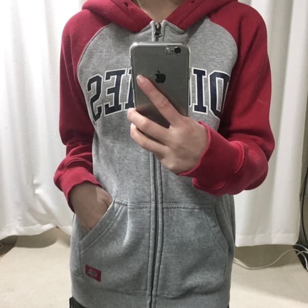 디키즈 그레이 레드 후드집업