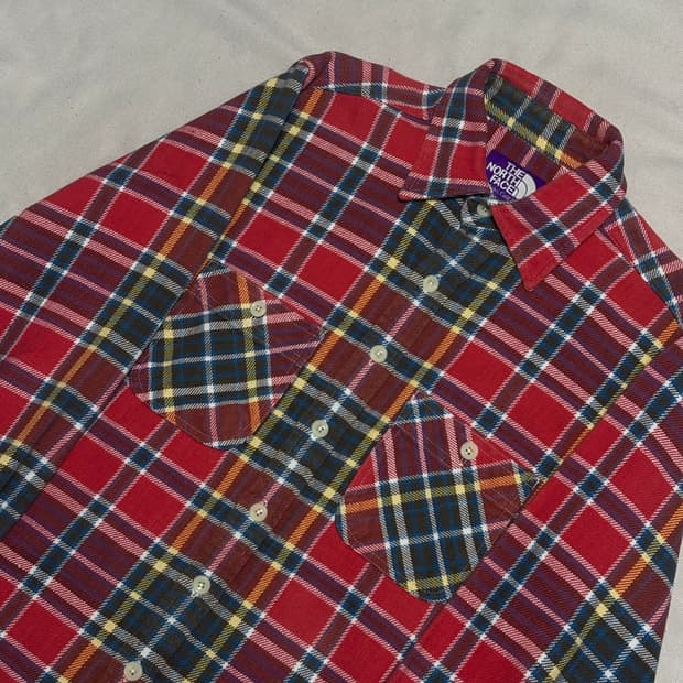S 노스페이스 퍼플라벨 체크 셔츠 
