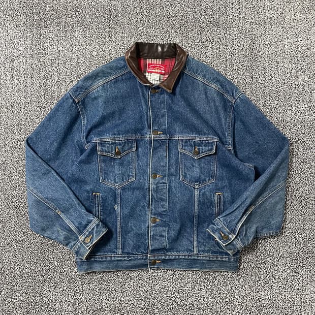 빈티지9. 말보로 컨트리 스토어 빈티지 레더 카라 데님 자켓 청자켓