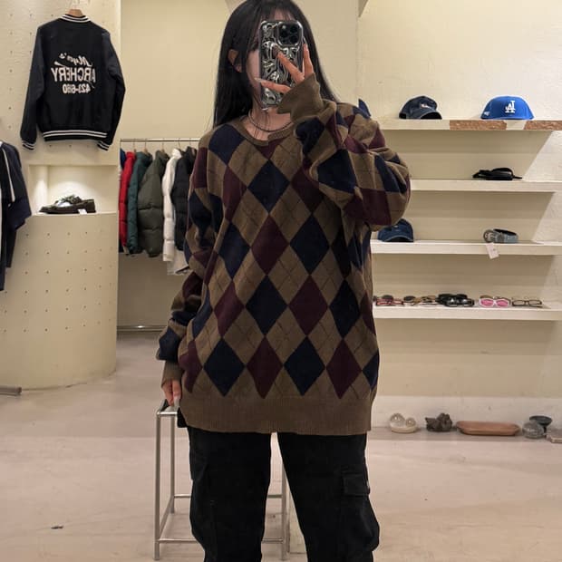 폴로 랄프로렌 램스울 아가일 니트 U1042