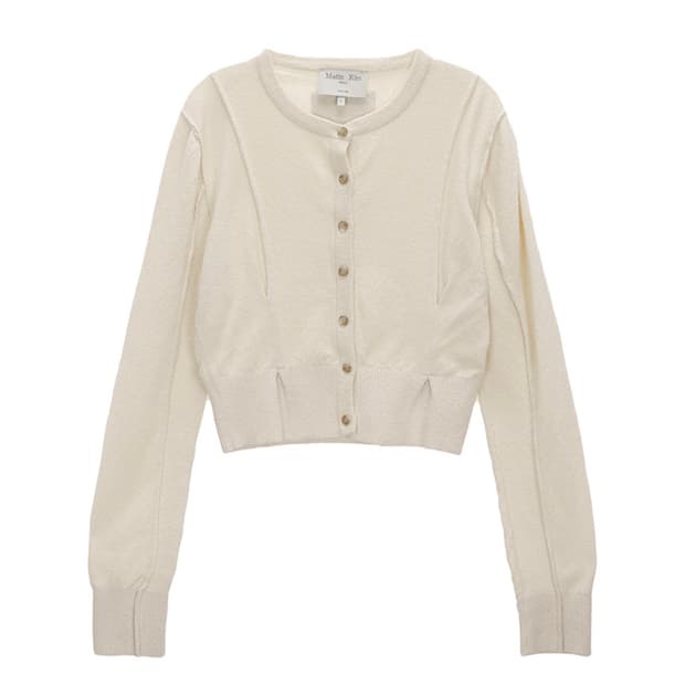 PINTUCK POINT KNIT CARDIGAN IN IVORY