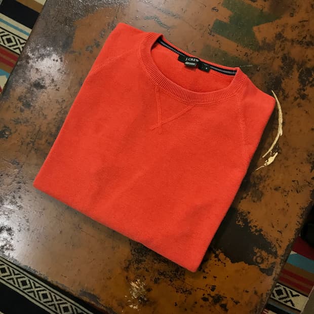 제이크루 톤다운 오렌지 코튼 니트 맨투맨 남성 105 사이즈 