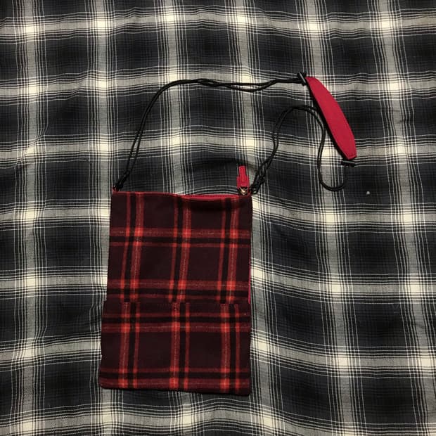 재팬 90s 타탄 체크 미니 크로스백