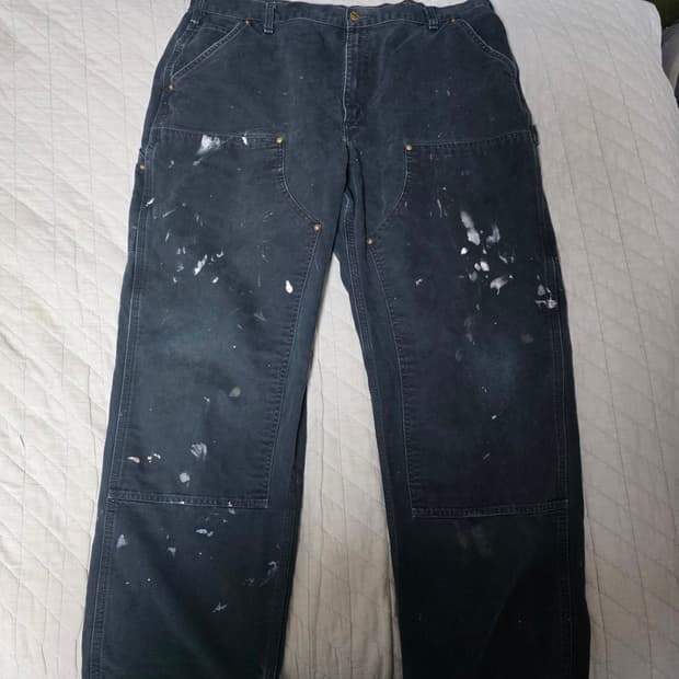 [40X32] 빈티지 칼하트 더블니 B01BLK 워크팬츠 트래쉬드 BK7