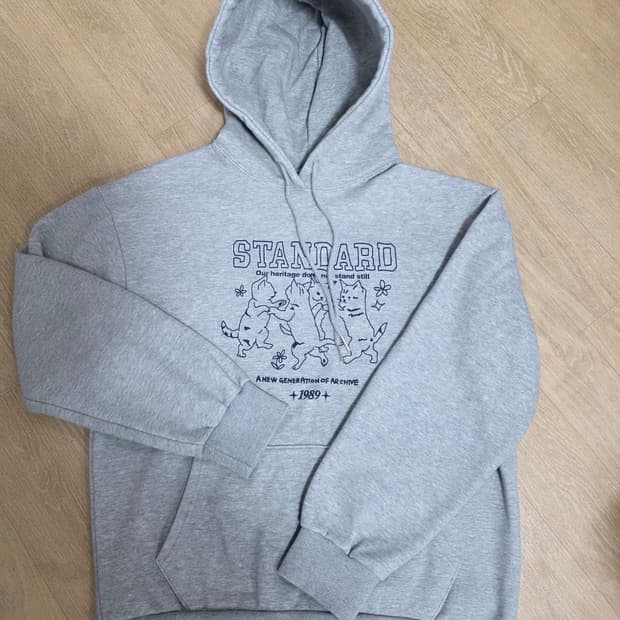 1989스탠다드 댄싱캣 기모 후드티 M