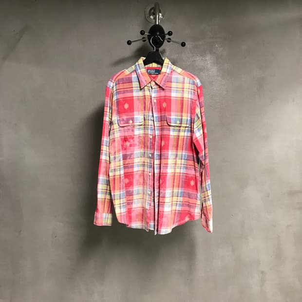 폴로 랄프로렌 투 포켓 체크 셔츠 L