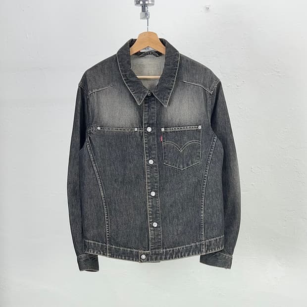 리바이스 엔지니어드 진 흑청 데님 트러커 셔츠 자켓