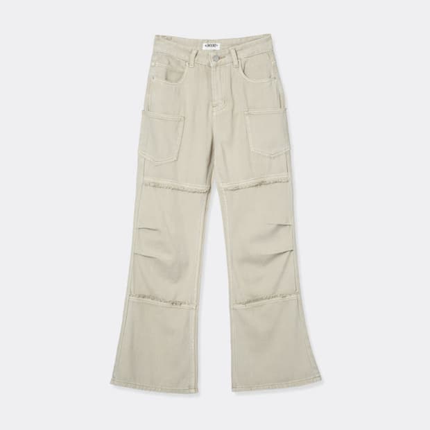 aeae RAW EDGE FLARE JEANS-BEIGE