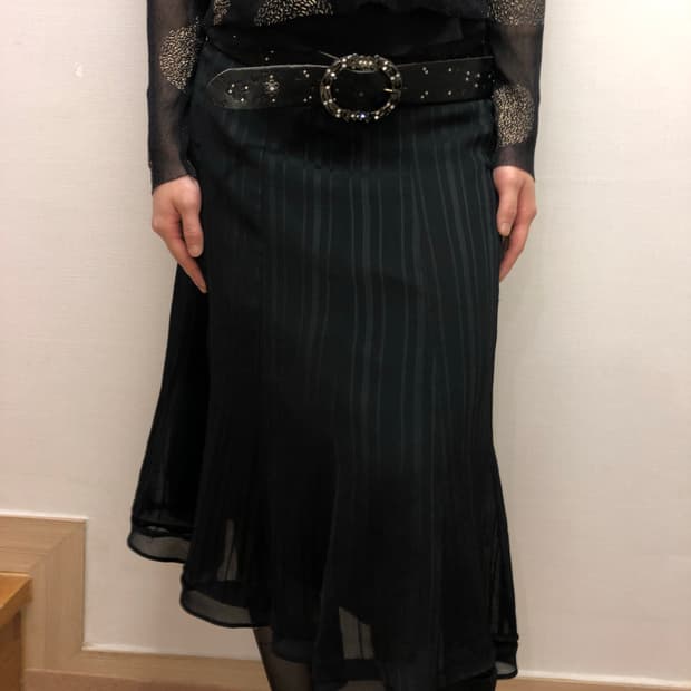 빈티지 블랙 스트라이프 스커트