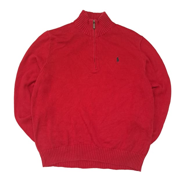 CL008 L 폴로 랄프로렌 코튼 하프집업 니트 - 시그니처 레드