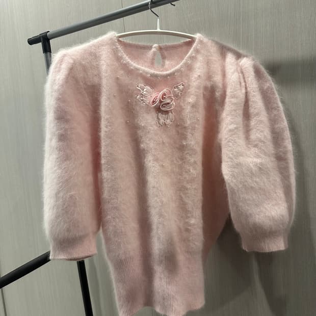 빈티지 딸기우유 핑크 앙고라 니트