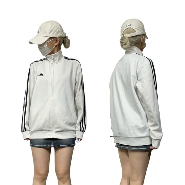 아디다스 화이트 블랙 삼선 트랙탑 져지 L