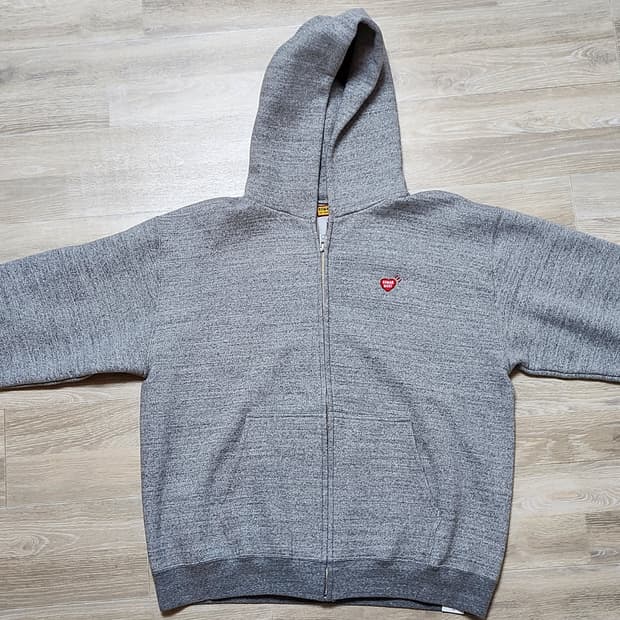 휴먼메이드 클레식 집업 스웨트 후디 그레이