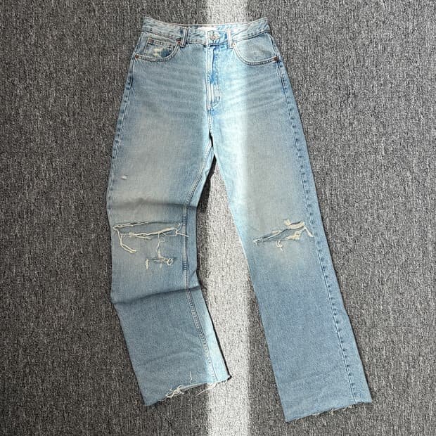 자라 연청 데미지 데님 팬츠