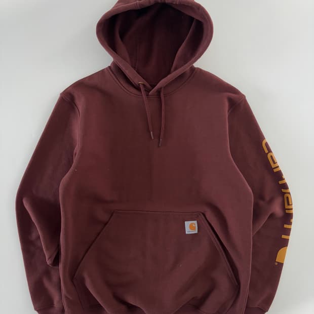 Carhartt 칼하트 버건디컬러 로고 후드티