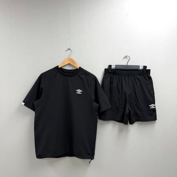 공용 S+75 / 엄브로 시어서커 반팔+반바지 세트 블랙