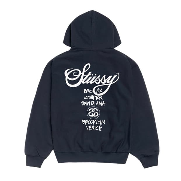 [XL] 스투시 월드투어 후드 네이비