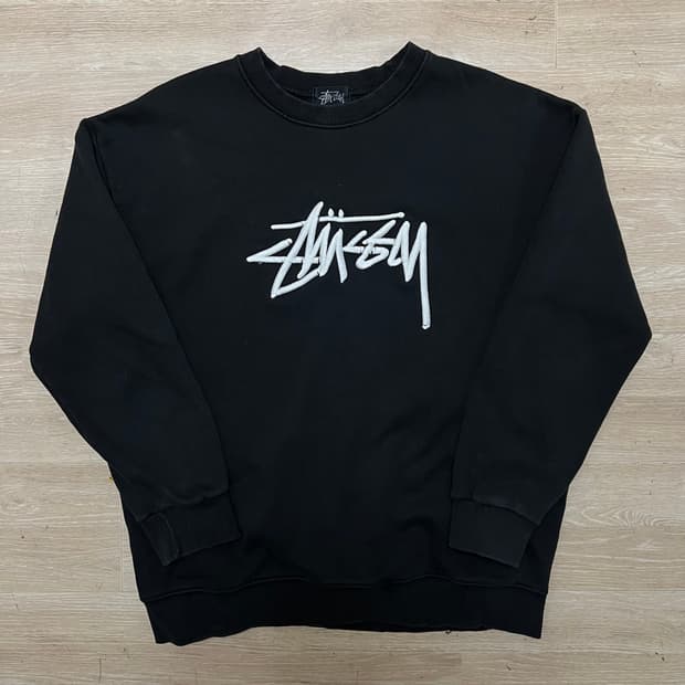 스투시 오리지널 스태퍼 빅스탁로고 기모 맨투맨 [블랙] M/95